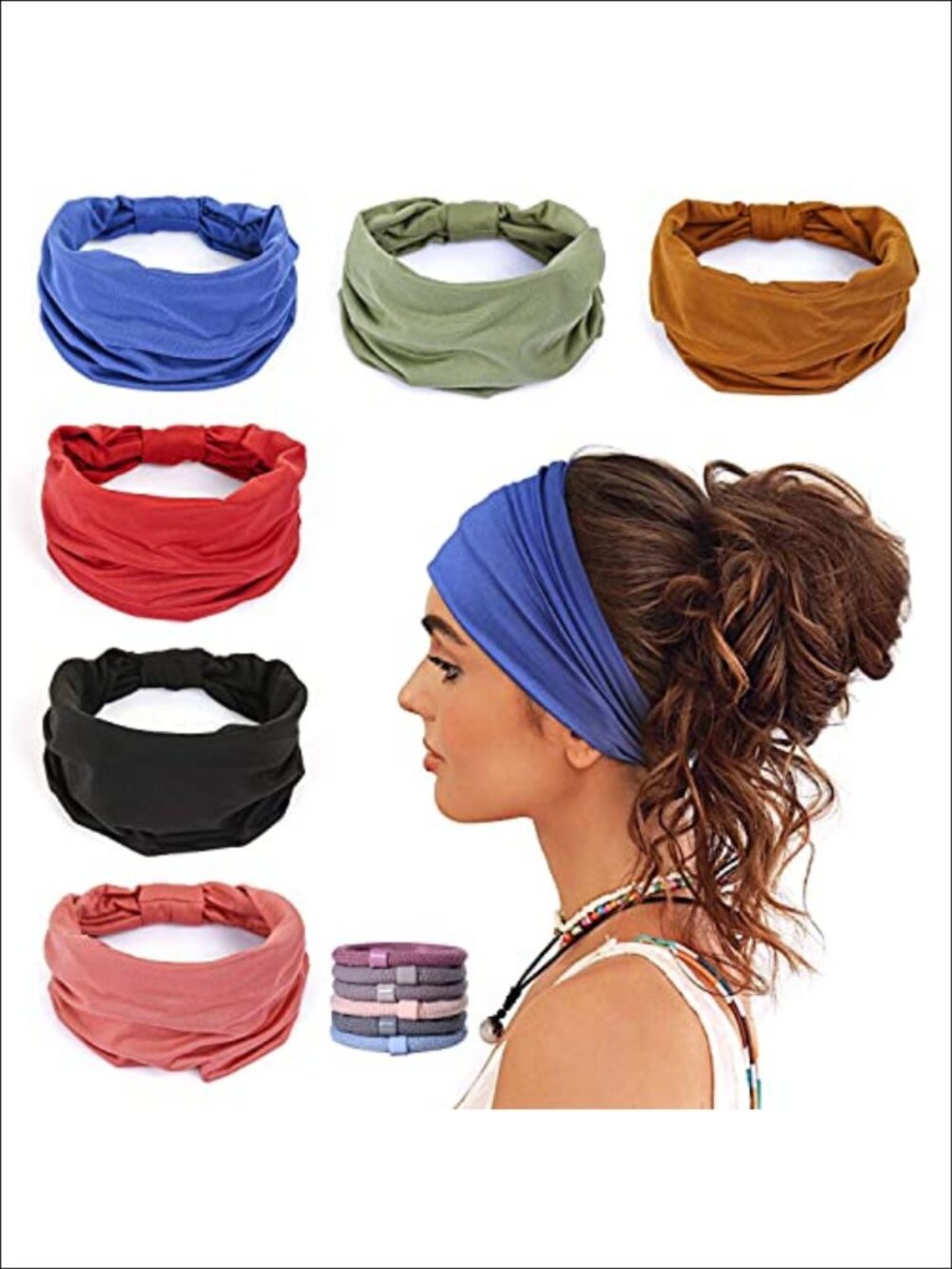 Wide Headbands for Women Non Slip Soft Elastic Polyester Hair Bands